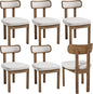 Beige Dining Chairs Set of 6, Mid Century Modern Linen Dining Room Chairs with Curved Back, Armless Kitchen Chairs for Living Room/Restaurant/Balcony/Bedroom/Home Desk/Task