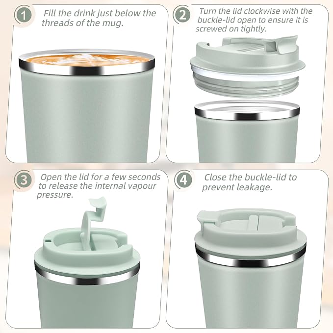 Insulated Travel Coffee Mug Reusable Coffee Tumbler Cup - Image 7
