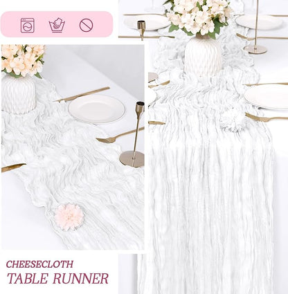 6 Pack White Cheesecloth Table Runner 17x108 Inch Semi Sheer Boho Gauze Cheese - Image 6