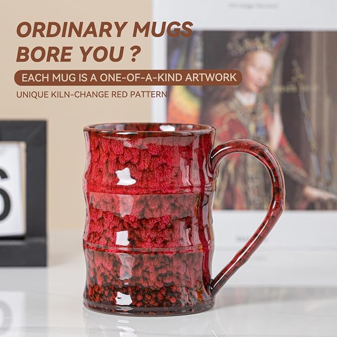 22oz Red Kiln-Change Ceramic Coffee Mug - Image 3