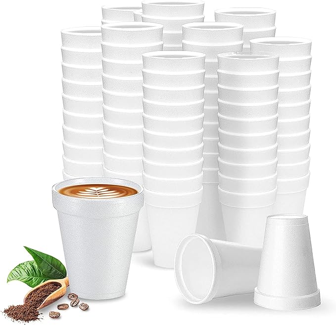 Shop Square 8 Oz Disposable Foam Cups, Made in the USA, To-Go Cups by ShopSquare