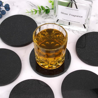 Natural Marble Coasters Set of 4, 4 inch Round Stone Coasters - Image 4