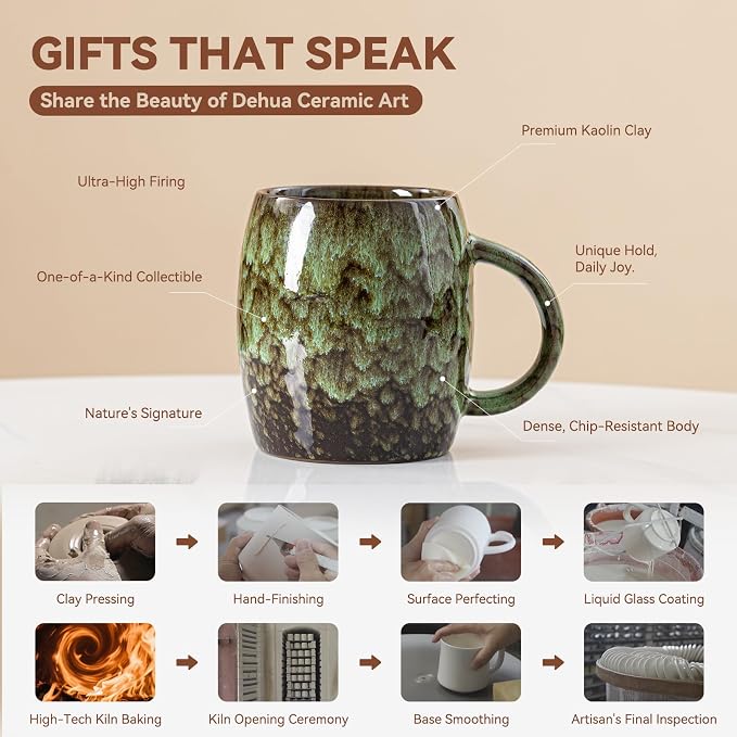 Unique Reactive Glaze Ceramic Coffee Mug - 14 oz Large Coffee Cup - Image 2