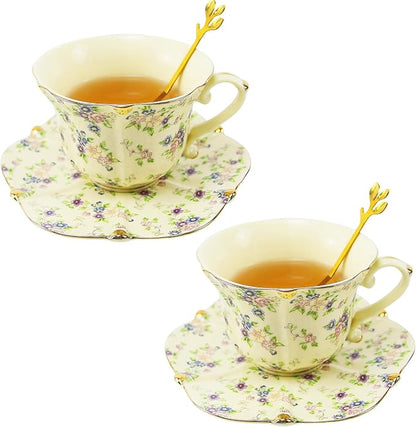 Country Roses Porcelain Tea Cup and Saucer Set - Image 2
