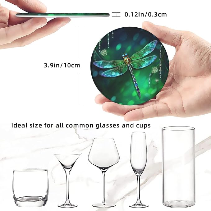 6 Pcs Fantasy Spring Dragonfly Leather Coasters - Image 7