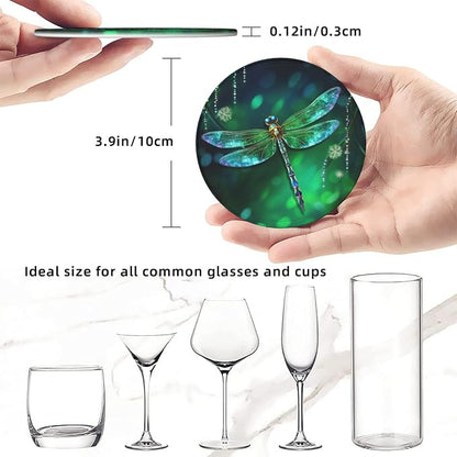 6 Pcs Fantasy Spring Dragonfly Leather Coasters - Image 7