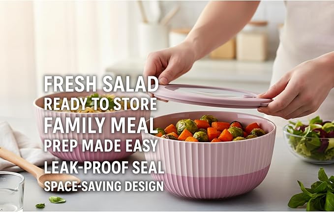 Mixing Bowls with Airtight Lids – 8 Piece Nesting Kitchen Set – BPA-Free, Leak-Proof & Stackable – Dishwasher, Microwave & Freezer Safe