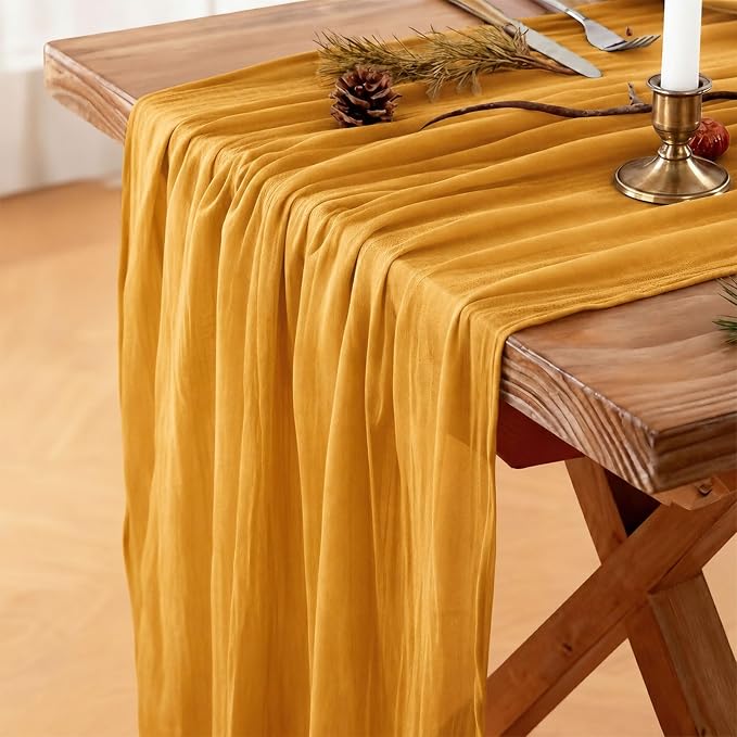 Cheesecloth Table Runner, 120 Inch 10 FT, 35x120 Inches Boho Rustic Cheesecloth by Mkobon