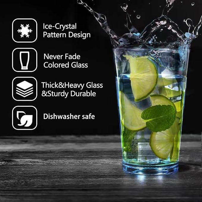 JGIRL Unbreakable Plastic Drinking Glasses, 16 Ounces | 16 oz plastic Tumbler - Image 3