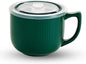 Ceramic Soup Bowl with Handle & Lid, 32oz Microwave Ramen Bowl Forest Green | by Hoilse