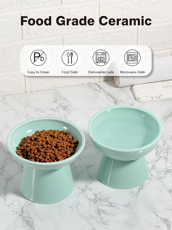 LoeJan Elevated Cat Food and Water Bowls Set, Extra Wide and Raised Ceramic - Image 6