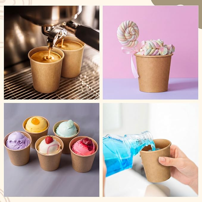 100 Pack 6oz Mini Coffee Cups Disposable Paper Cups Hot or Cold Beverage Cup - Image 7