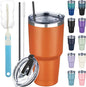 30 oz Tumbler with Lids and Straws, Stainless Steel Insulated Coffee Tumbler by GUDEMAO