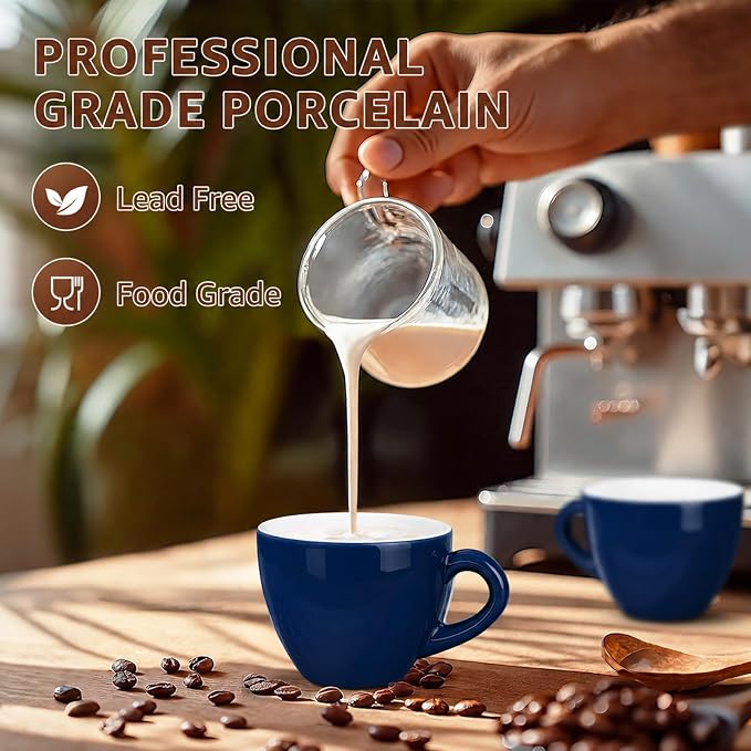 Pilnocok Ceramic Espresso Cups Set of 2, 2.5 oz Blue Small Coffee Mugs | - Image 4