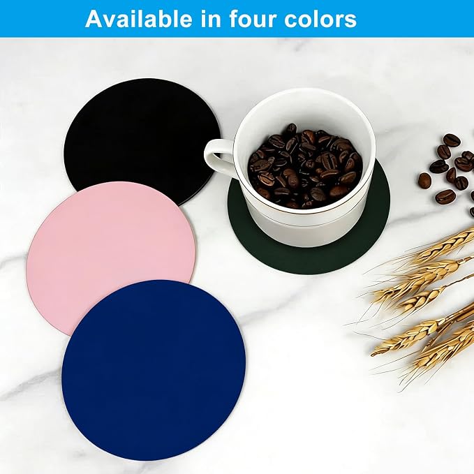 Set of 6 Leather Coasters, Dual-Sided Non-Slip, Waterproof, - Image 4