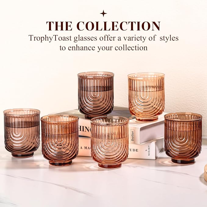 Venus Vintage Drinking Glasses Set of 6-15oz Hand-Blown Highball Ribbed - Image 7