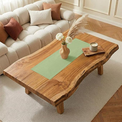 Classic Linen™ by D'Moksha Sage Green Table Runner 48 Inches, 100% Pure Linen - Image 2