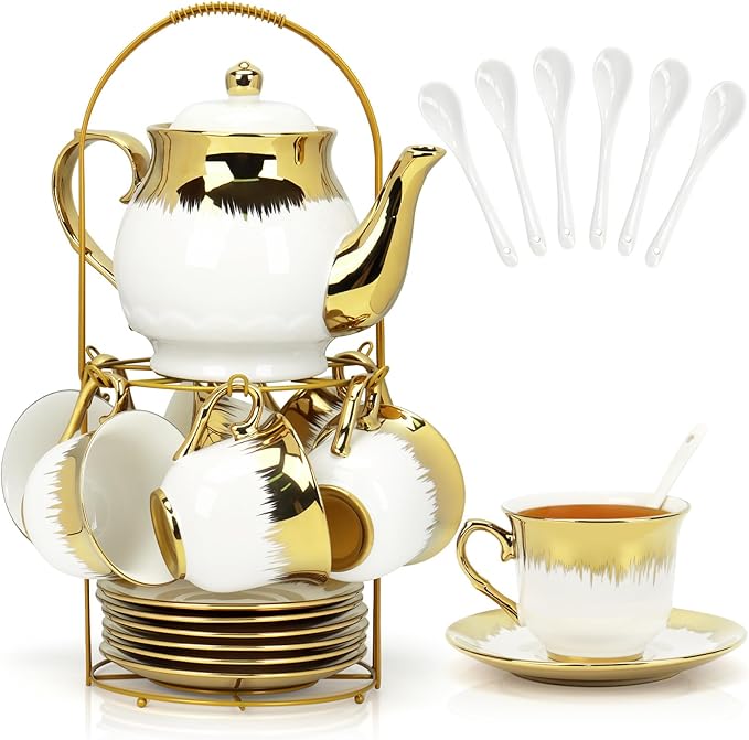 Porcelain Tea Set, Large Ceramic Tea Set by Hebaogugu