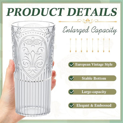 Wiwiqing 20oz Vintage Plastic Ribbed Tumblers Set of 24, Baby Shower, Birthday - Image 2