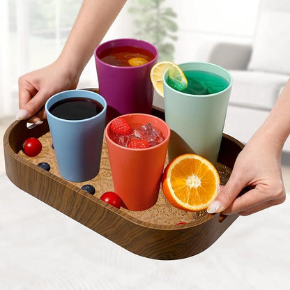 HEYCOME Set of 16 Wheat Straw Cups, Reusable Plastic Cups Sets, Water Glasses - Image 7