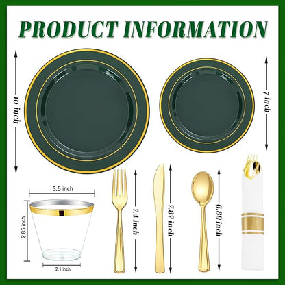 350PCS Green and Gold Plates - Image 3