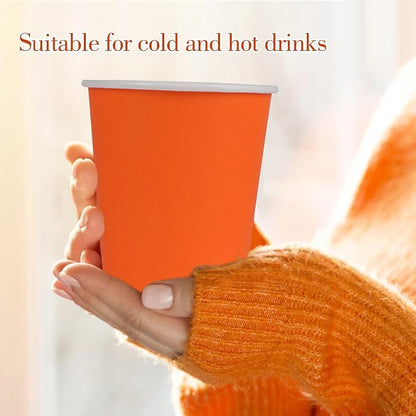 120 Pack 9 oz Disposable Orange Paper Cups - Image 6