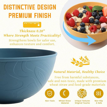 Wheat Straw Bowls Unbreakable Salad Bowls 40 OZ Thick Large Cereal Bowls - Image 3