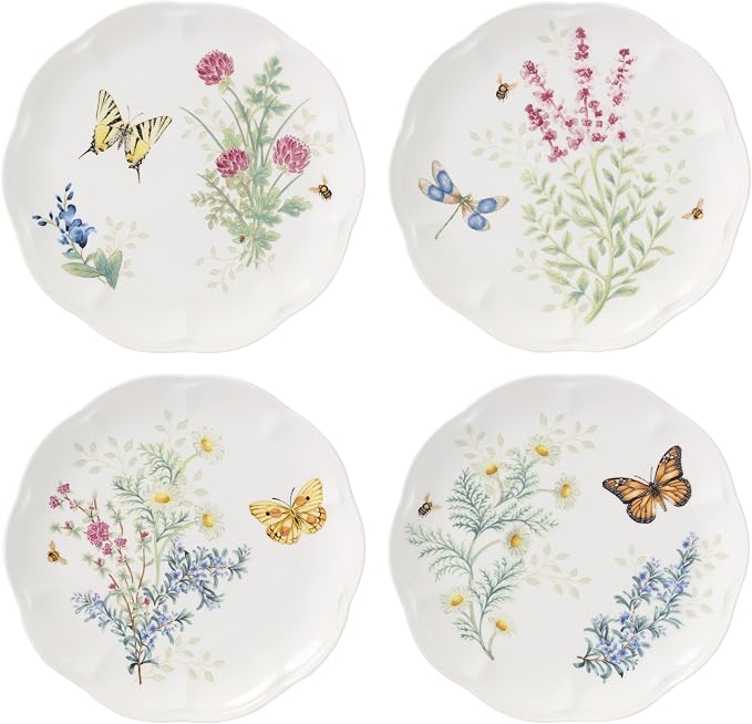 Lenox Butterfly Meadow Herbs Accent Plates, Appetizer Plate Set by Lenox