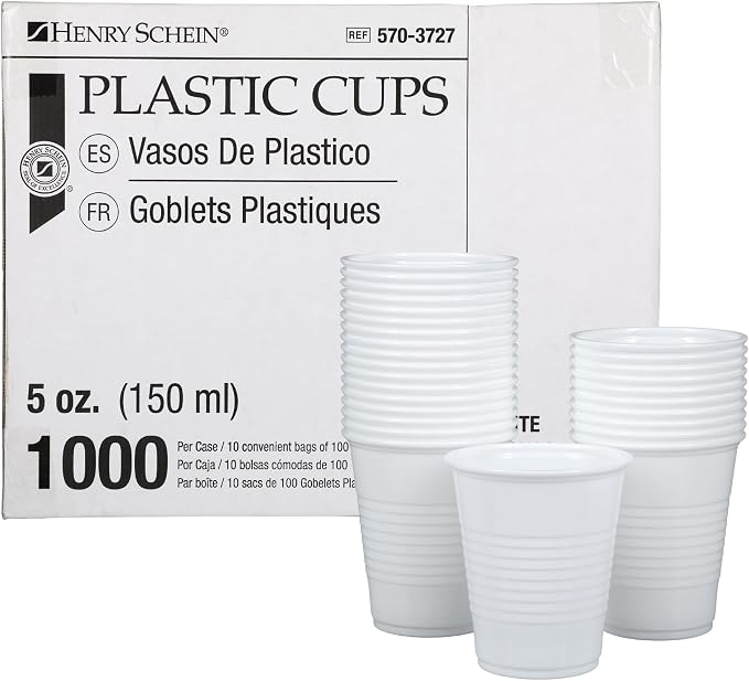 Henry Schein 5 Oz Plastic Disposable Dental Cups, 1000 Ct | Embossed Grip by HenrySchein