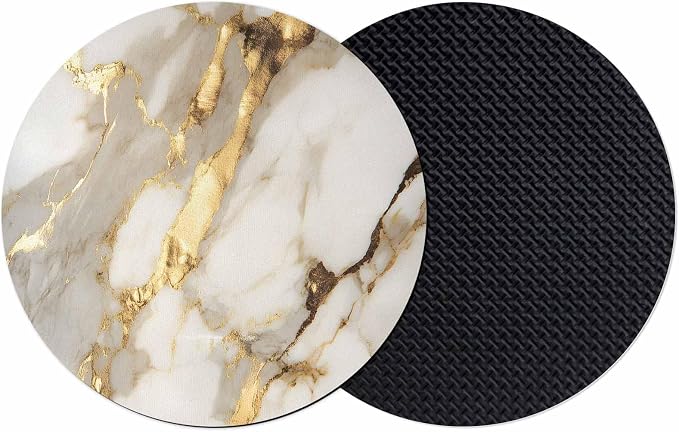 Minimalism Coasters Set of 2, Marble Texture Gold White Crack Stone Abstract by Unknown
