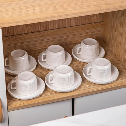 Tea Cups and Saucers Set, 8 OZ White Porcelain Coffee Cups | British Tea Set of - Image 7