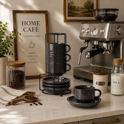 JIEMEI HOME Porcelain Stackable Cappuccino Cups - Image 8