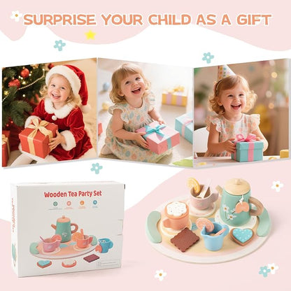 Tea Party Set for Little Girls Birthday Gift Pretend Play Food Princess Toy | - Image 6