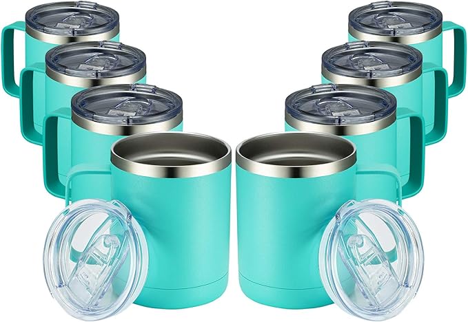 MEWAY 12oz Coffee Mug With Handle 8 Pack Bulk, Stainless Steel Insulated Travel by MEWAY