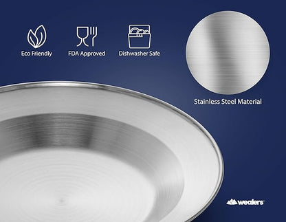 Unique Complete Messware Kit Polished Stainless Steel Dishes Set| Tableware| Dinnerware| Camping| Includes - Cups | Plates| Bowls| Cutlery| Comes in Mesh Bags
