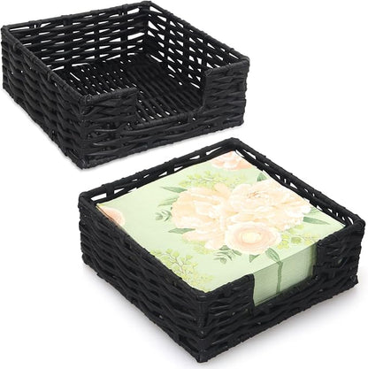 2 Pack Square Napkin Holder Rattan Napkin Holders by Gtencemen