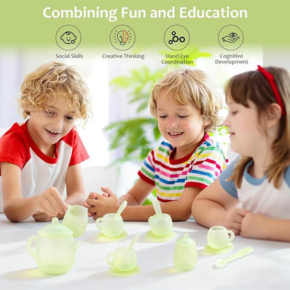 MCGMITT Tea Party Set for Toddler 3-5, Includes Teapot, 4 Tea Cups and Coasters - Image 4