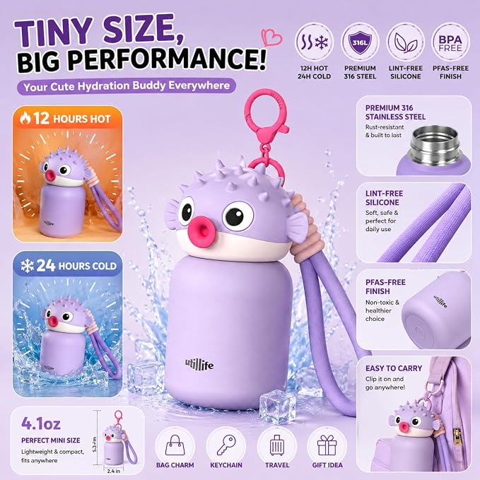 4.1oz Mini Insulated Water Bottle, Portable Coffee Cup, Small Travel Cup Vacuum - Image 3