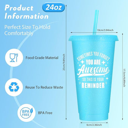 24 Pack Plastic Tumblers with Lids and Straws, Sometime You Forget You Are - Image 2