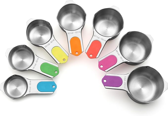 Spring Chef Magnetic Stainless Steel Measuring Cups Set of 7 Patented, Neon | by SpringChef