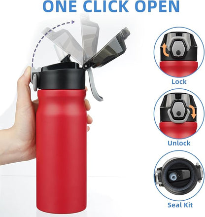 BJPKPK 18 oz Water Bottle with Straw & Handle, Insulated Stainless Flask | Leak - Image 3