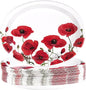 50Pcs Poppy Floral Oval Paper Plates 10" x 12" Large Disposable Heavy Duty Spring Poppies Dessert Platters Watercolor Red Flowers Dinner Plates for Seasonal Bridal Shower Tea Garden Party Supplies
