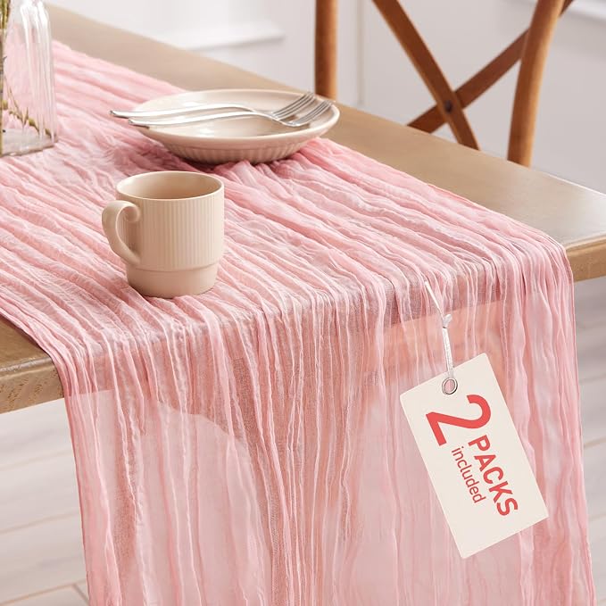 Pureegg 2-Pack Cheesecloth Table Runner, Baby Shower, Wedding and Farmhouse by Pureegg