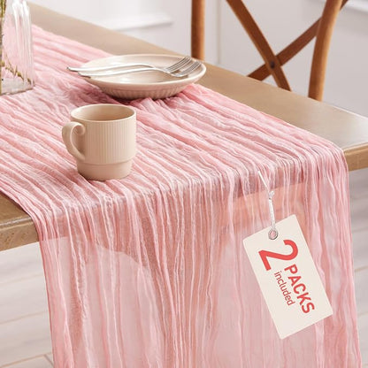 Pureegg 2-Pack Cheesecloth Table Runner, Baby Shower, Wedding and Farmhouse by Pureegg