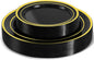 60 PCS Black and Gold Plastic Plates, Disposable Party Black Plates Include 30 10 inch Dinner Plate and 30 7 inch Dessert Plate Perfect for Holiday, Birthday, Wedding & Party