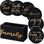 Queekay Coasters Set of 6 House Warming Gifts New Home Wooden Farmhouse Drink by Queekay