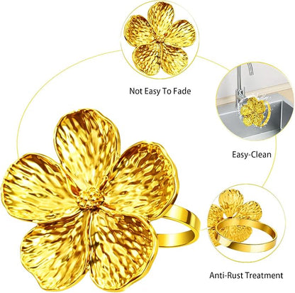 Flower Napkin Rings Set of 8, European Palace-Style Glaze, High-Temperature - Image 3