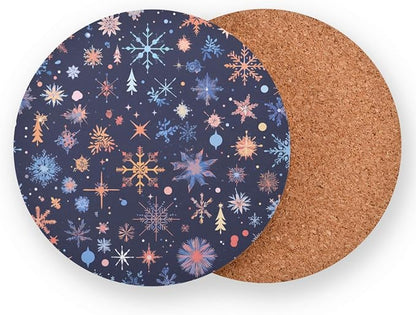 Merry Christmas Multicolored Snowflakes Absorbent Coaster - Image 2