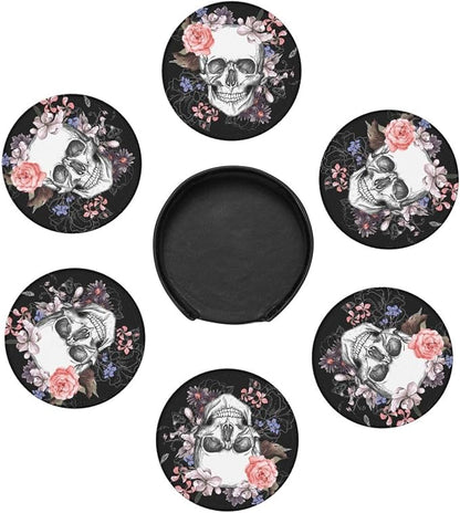 Elegant Skull Rose Flower Coasters - Image 4