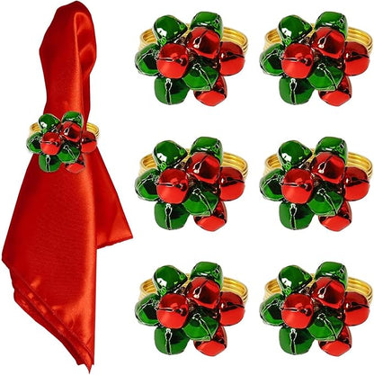 wonlex Christmas Bell Napkin Rings Set of 6, Jingle Bells Napkin Ring Buckle by wonlex